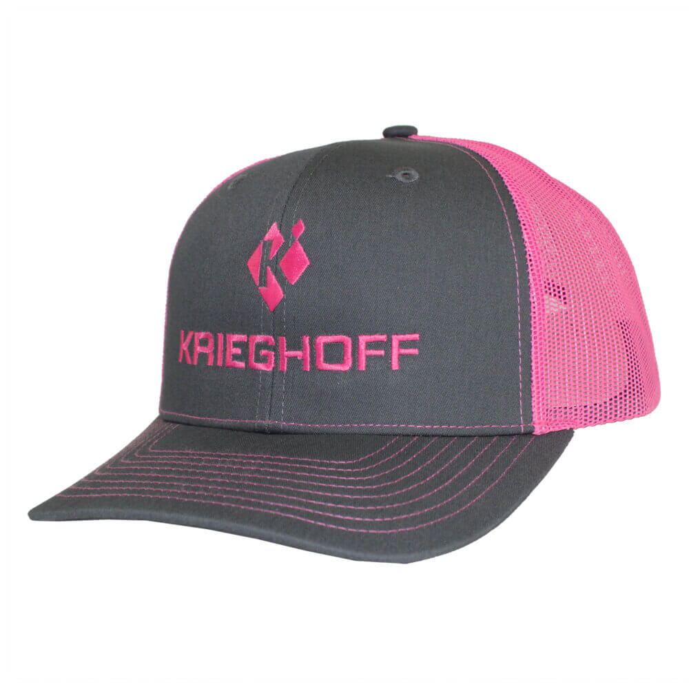 Krieghoff “Richardson” Trucker Hat, Charcoal/Pink